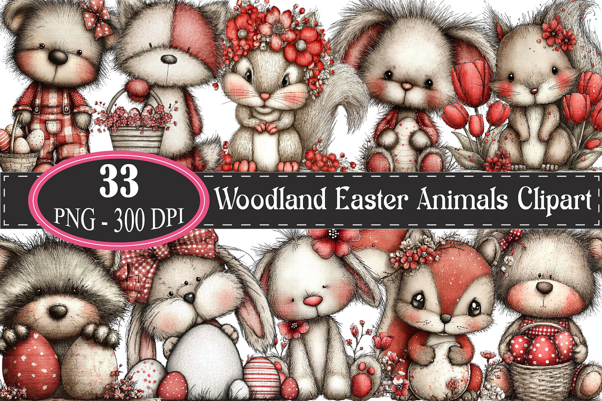 Woodland Easter Animals Clipart, an Illustration by designcity5 (Photo 1 of 5)