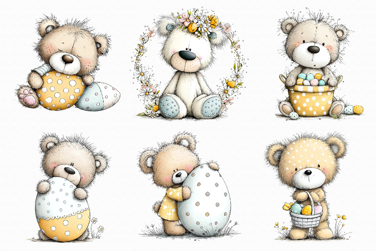 Whimsical Easter Teddy Bear Clipart, an Illustration by Libby Wishes (Photo 7 of 7)