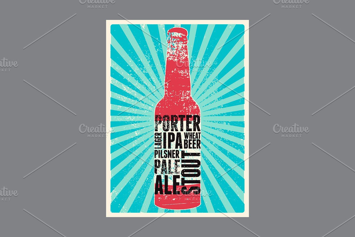 Beer grunge vector poster set., a Food Illustration by PoPaShop (Photo 4 of 9)