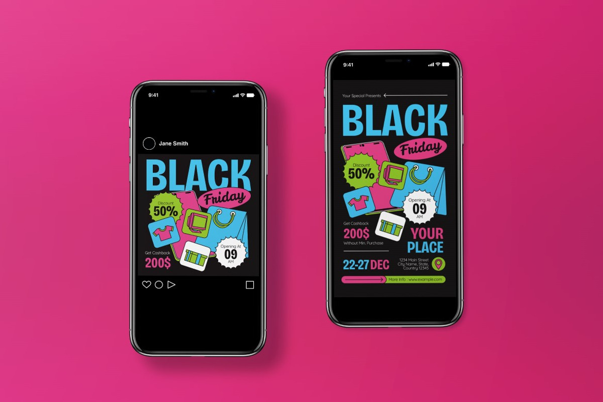 Black Pink Black Friday Flyer Set, a Flyer Template by graphicook (Photo 3 of 3)