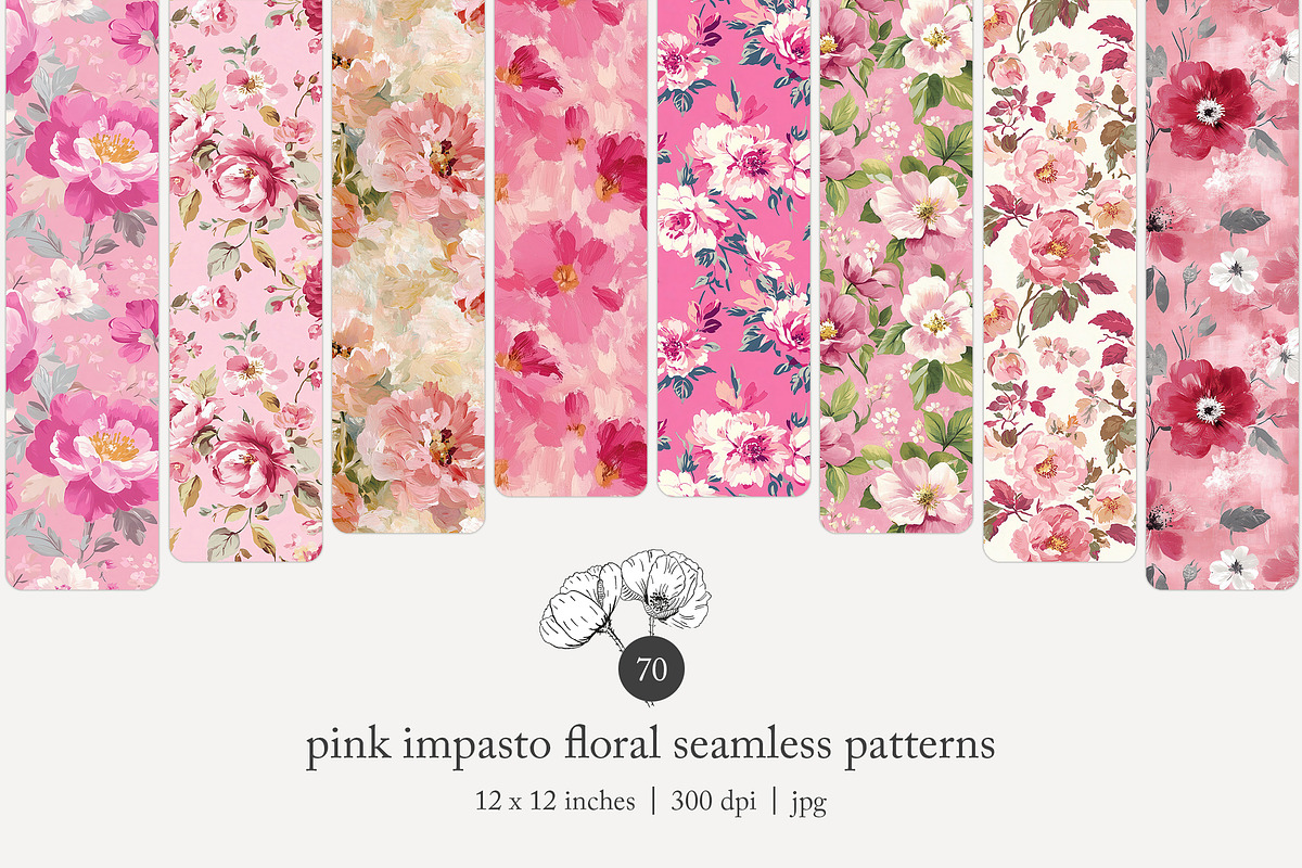 70 impasto floral seamless pattern, a Pattern Graphic by Poppy Lane Studio (Photo 1 of 10)