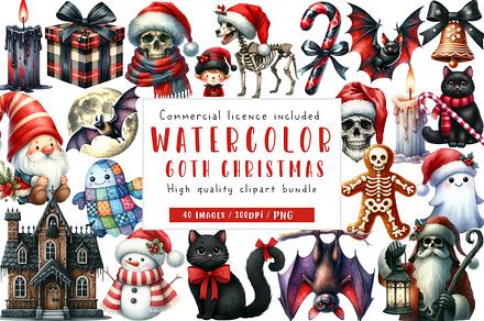 Goth Christmas Clipart, an Illustration by CreationArt