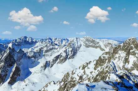 Morning winter rocky mountain top view. Lomnicky Peak, Vysoke Ta, a Nature Photo by YuriyB