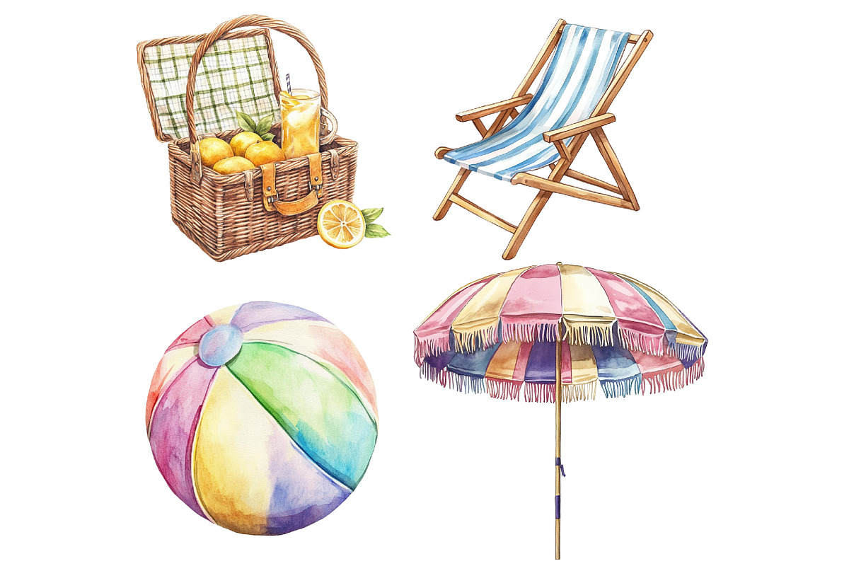 1950s Style Beach Day Clipart, an Illustration by Libby Wishes (Photo 5 of 7)