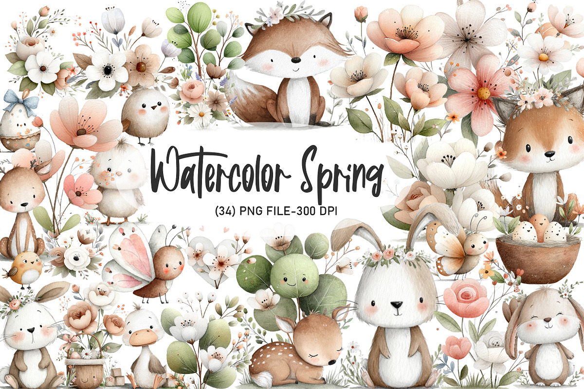 Watercolor Spring Clipart, an Illustration by Designworld (Photo 1 of 5)