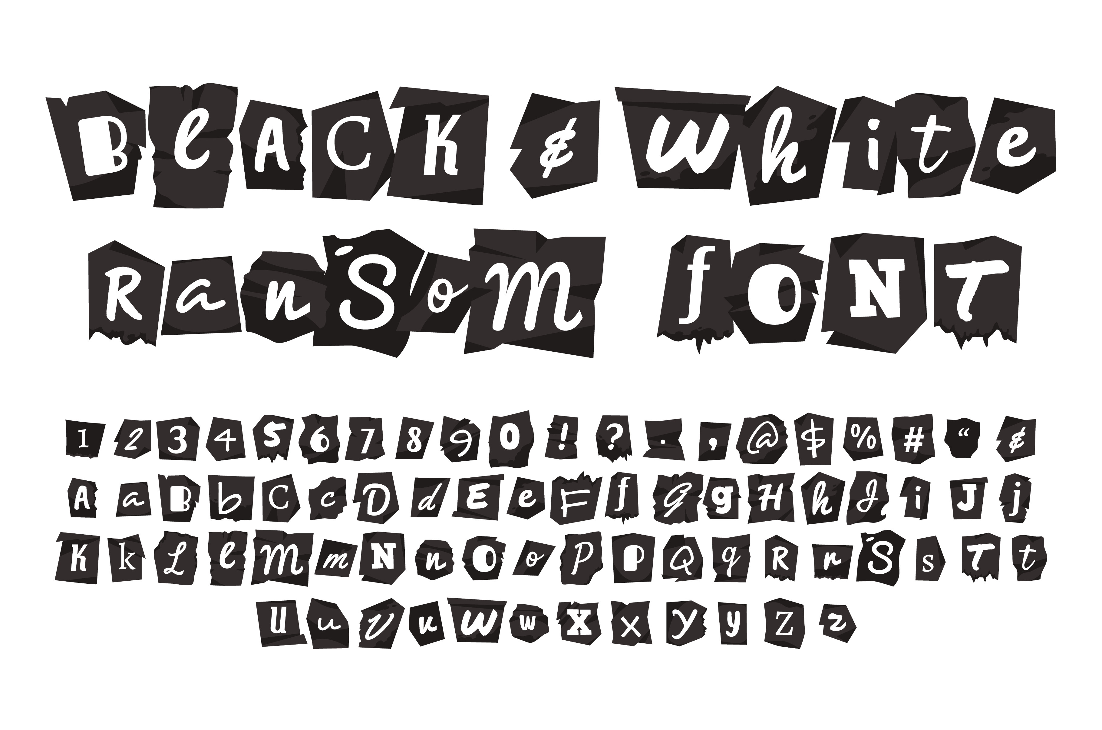 Ransom collage black white font, an Object Illustration by YummyBuum
