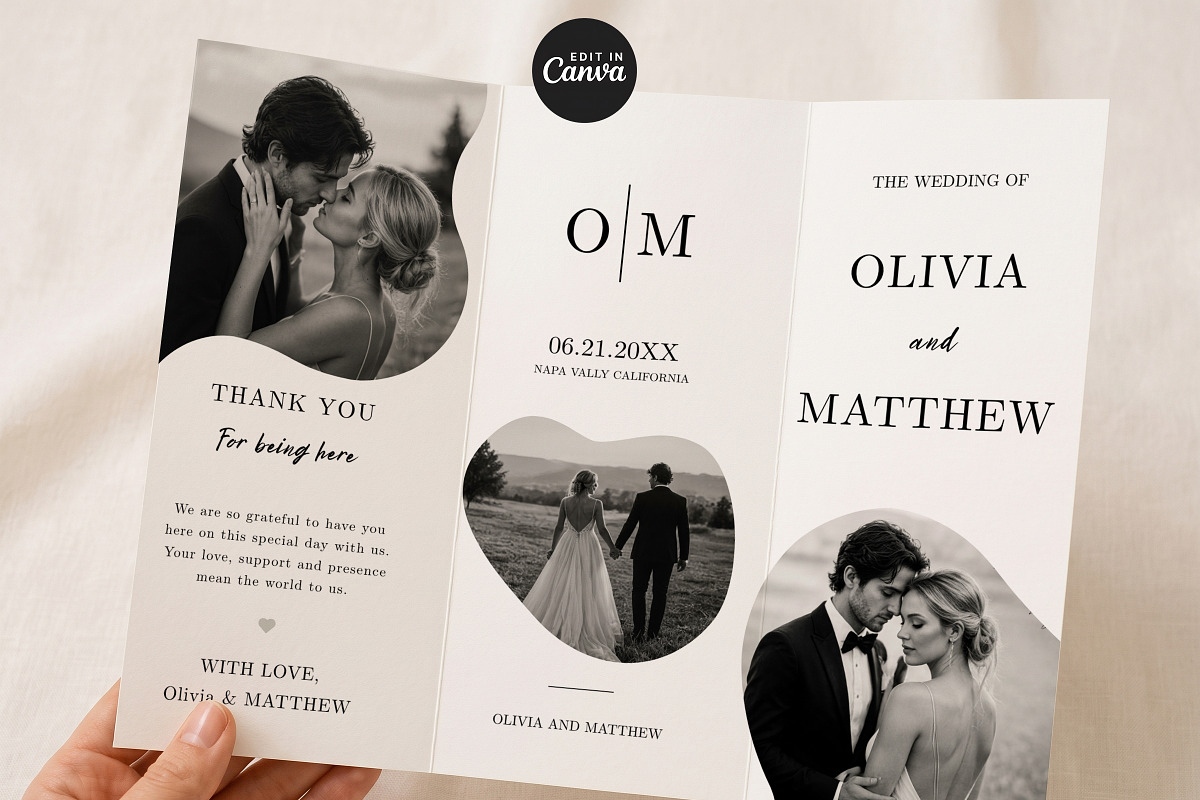 Modern Wedding Program Template, an Invitation Template by Arslan (Photo 3 of 4)