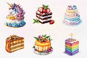 Watercolor Cake Clipart PNG, an Illustration by CreationArt (Thumbnail 2 of 5)