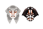 Japanese Kabuki theater masks set, a Decorative Illustration by PaperTrident (Thumbnail 4 of 7)