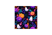 Halloween Floral Fall Ghost Images, a Wallpaper Graphic by PcuDesigns Illustrations (Thumbnail 3 of 3)