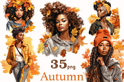 Watercolor Autumn Black Girl Clipart, a Person Illustration by GlamArtZhanna (Thumbnail 1 of 5)