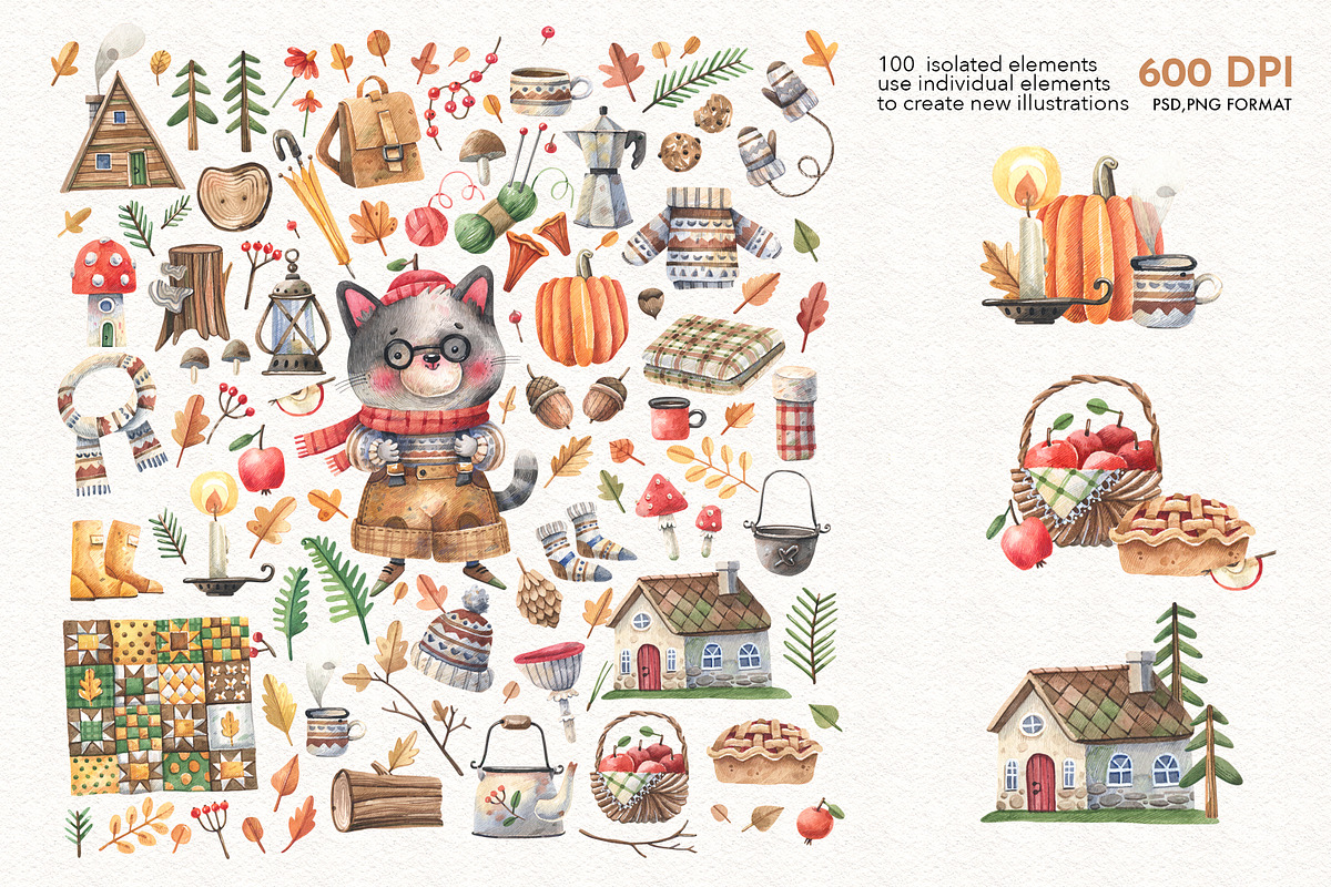 Autumn Cat, a Decorative Illustration by Watercolor by Tonia Tkach (Photo 3 of 7)