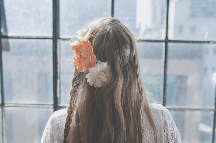 Woman with flowers in hair stock photo containing beautiful and woman