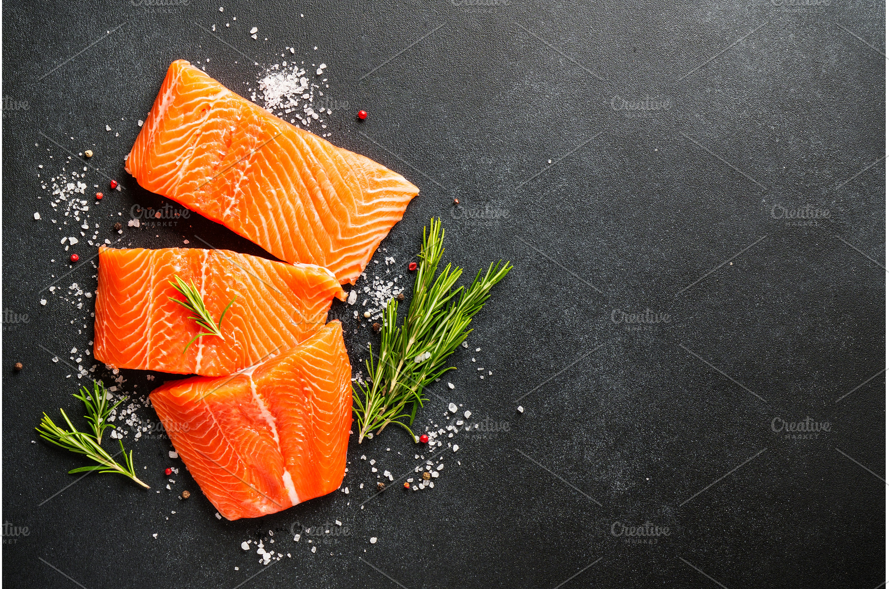 Salmon fish with spices and rosemary, a Food & Drink Photo by Nadia-nb