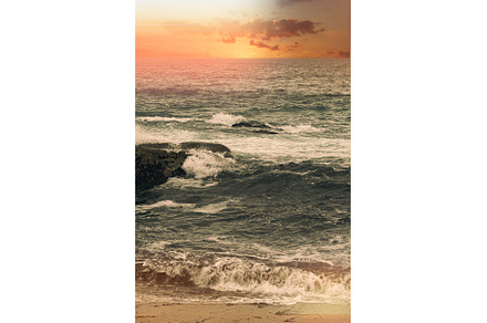 Dramatic Ocean Sunset with Waves, a Nature Photo by tilialucida