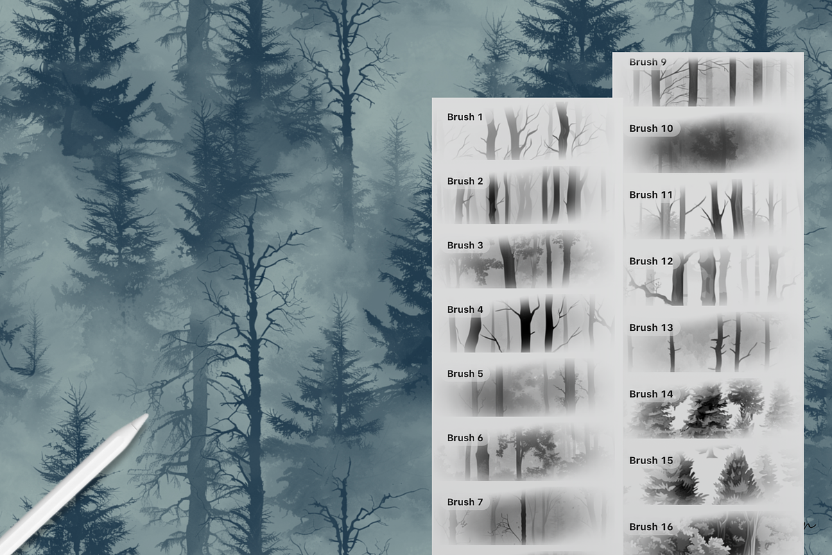 Procreate Forest Background Textures, a Brush Add-On by HopeArtIllustration (Photo 2 of 9)
