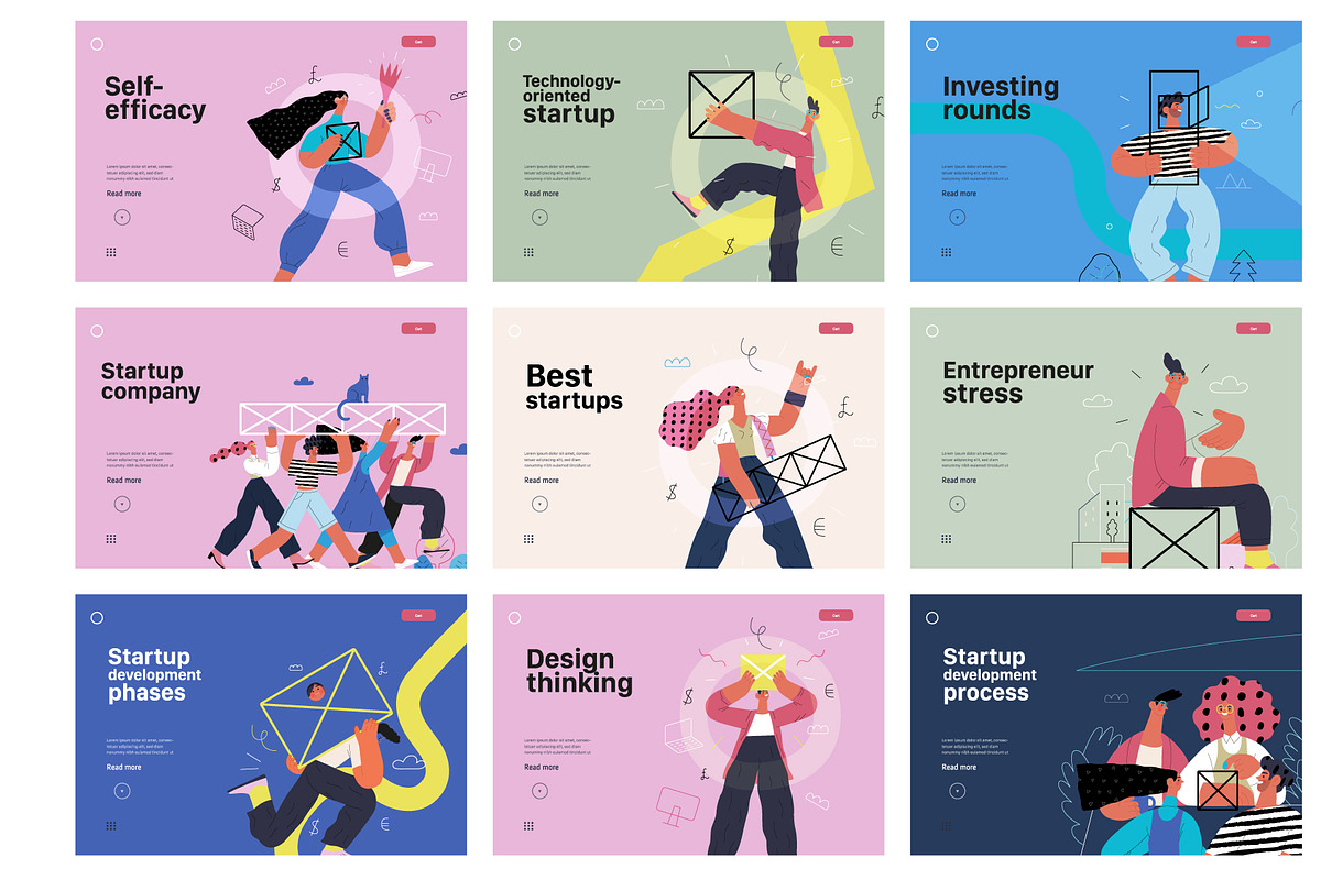 Startups flat vector illustrations, a Templates & Theme by Grivina's shop (Photo 41 of 45)