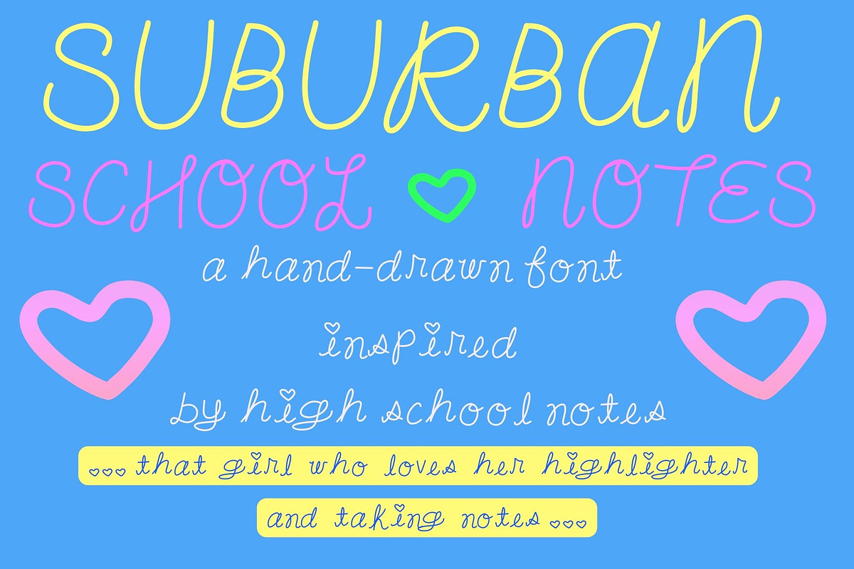 Girly Suburban School Notes, a Handwritten Font by Eryn Rose Design (Photo 2 of 14)