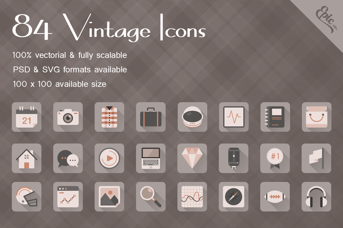 Epic Vintage Icons by Epicshop  Creative Market