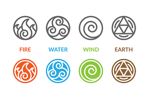 Symbols of the elements, an Outline Icon by Saba Vector
