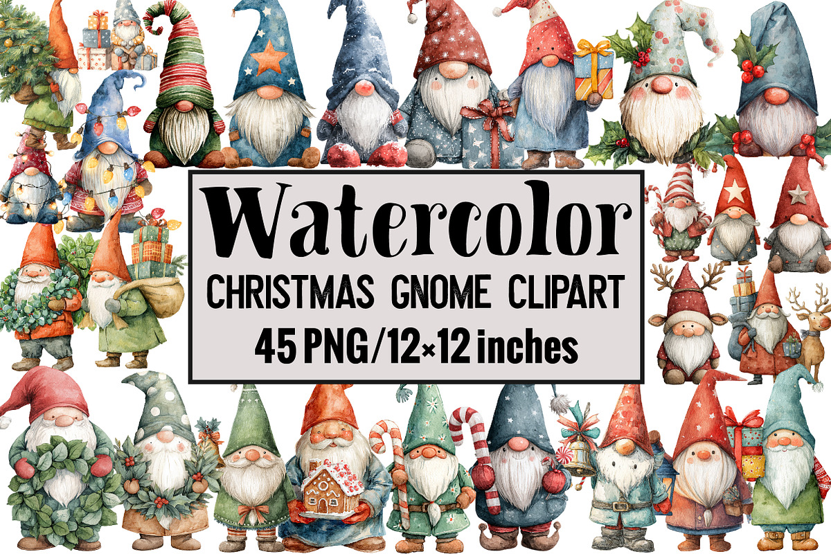 Christmas Gnome Clipart, an Illustration by Design Market (Photo 1 of 3)