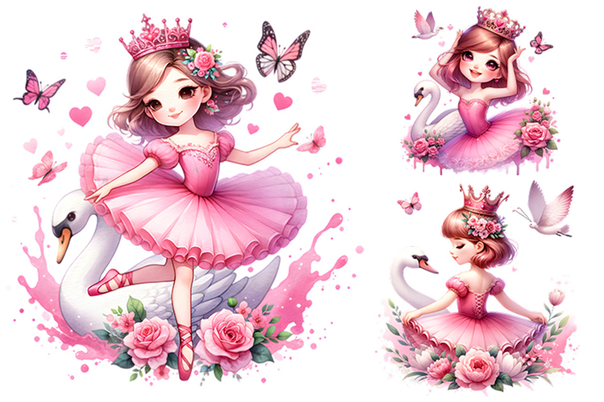 Watercolor Pink Ballerina Clipart, a Person Illustration by Creative Arslan (Photo 4 of 10)