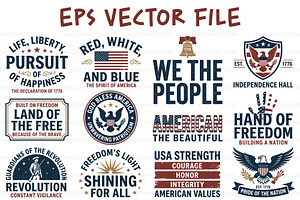 Patriotic USA Vintage Badge Bundle, an Object Graphic by NH graphic