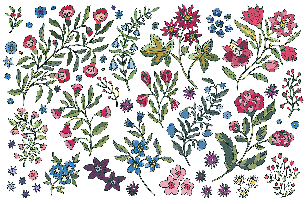 Folk Floral Seamless Patterns, a Pattern Graphic by Sonulkaster (Photo 5 of 15)