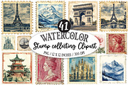 Stamp collecting Clipart, a Seasonal Illustration by Designking (Thumbnail 1 of 5)