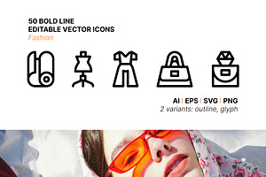 50 Fashion Icons, an Outline Icon by Side Project
