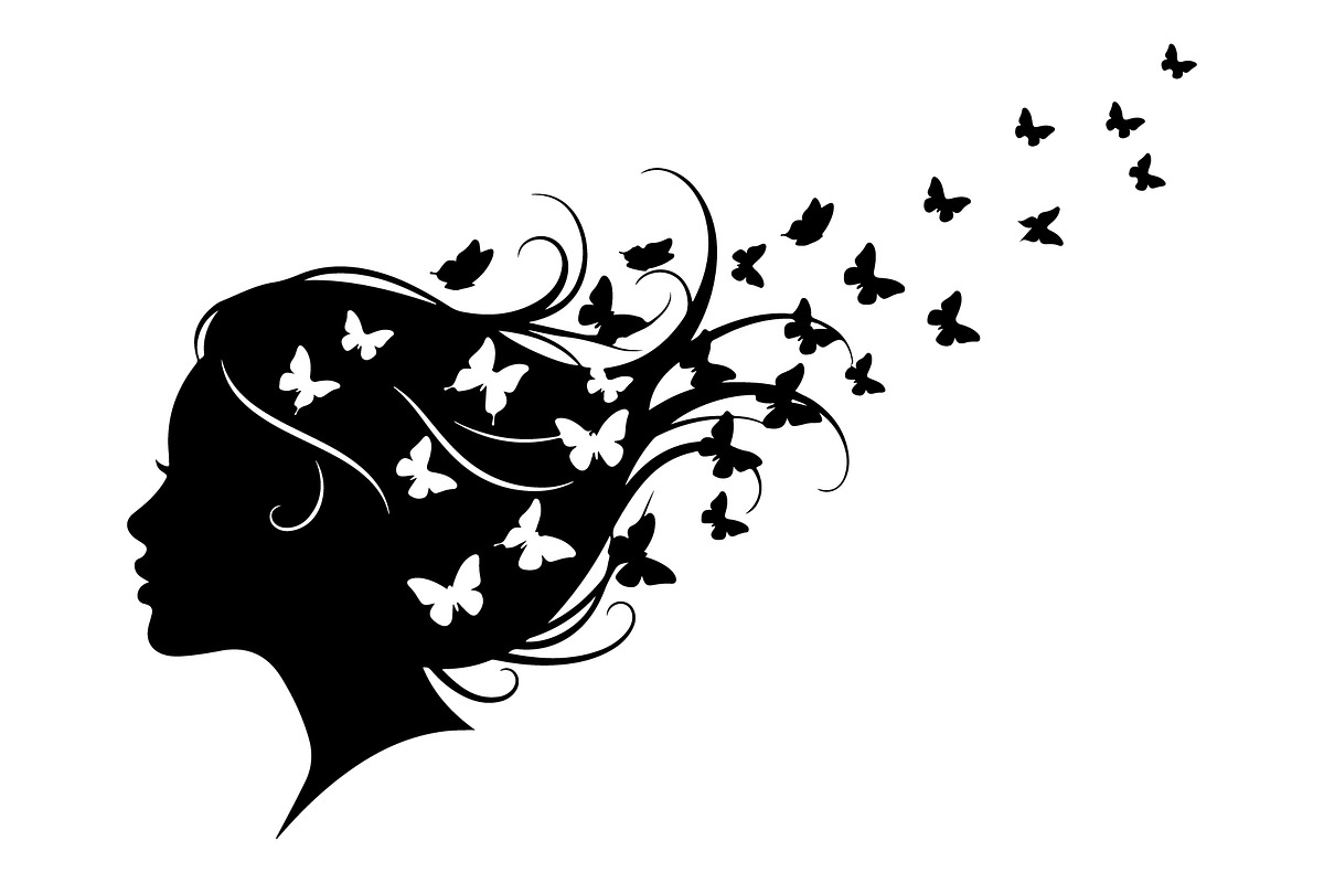 Woman Butterfly Hair Silhouette, an Object Illustration by yasushie (Photo 29 of 31)