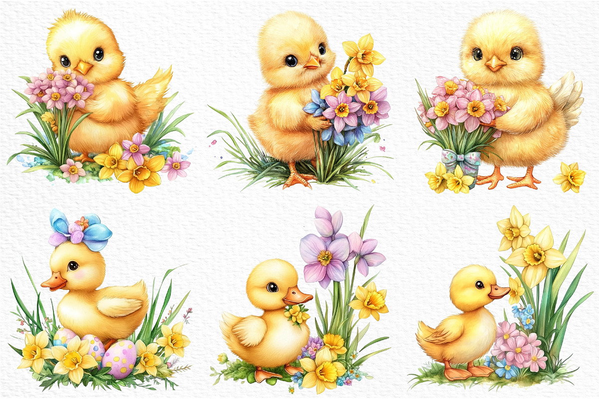 Watercolor Easter Spring Clipart, an Illustration by Craft Nest (Photo 4 of 12)
