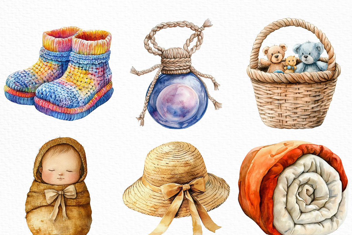 Boho Baby Watercolor Clipart, an Illustration by Craft Nest (Photo 5 of 6)