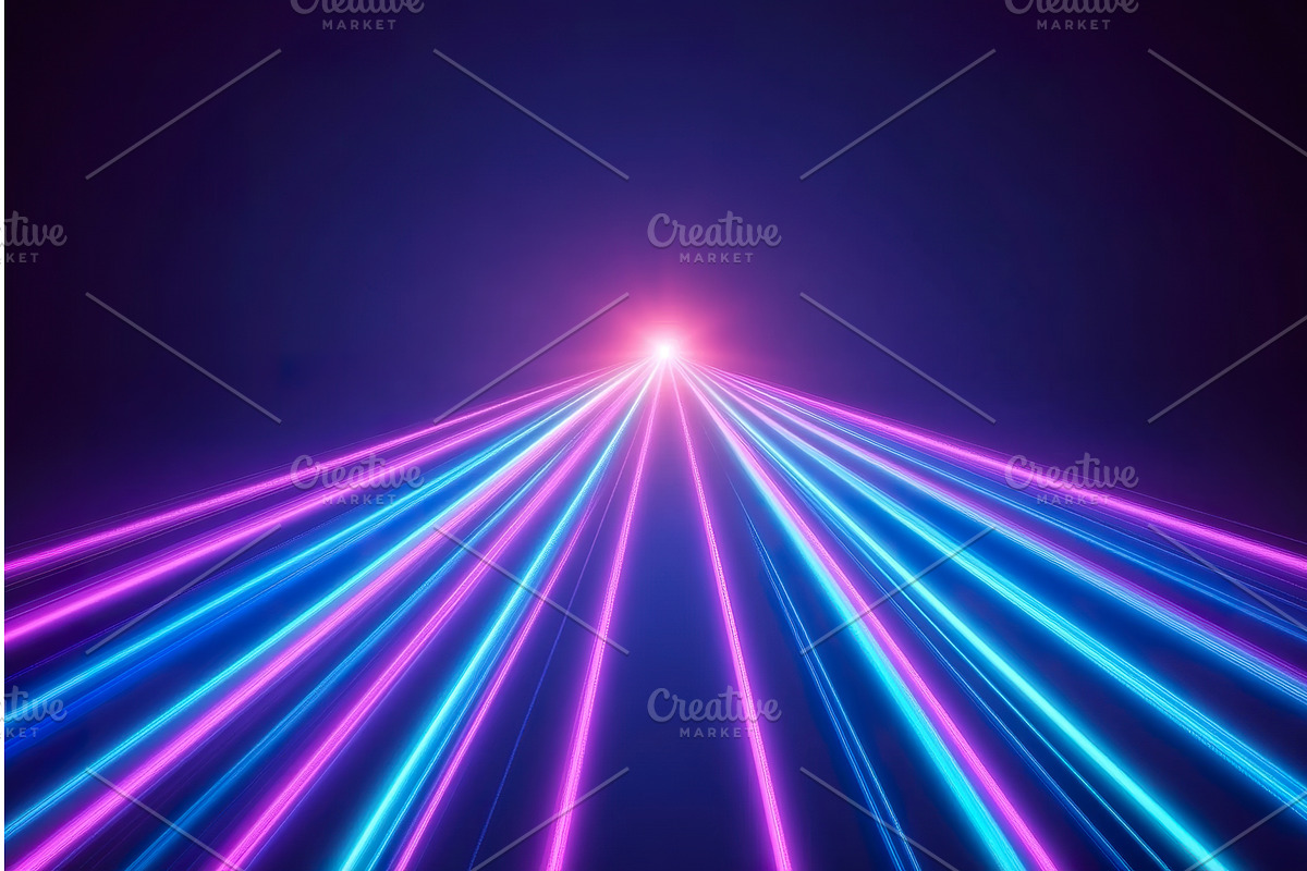 Futuristic neon laser beams in, an Illustration by Lermont51
