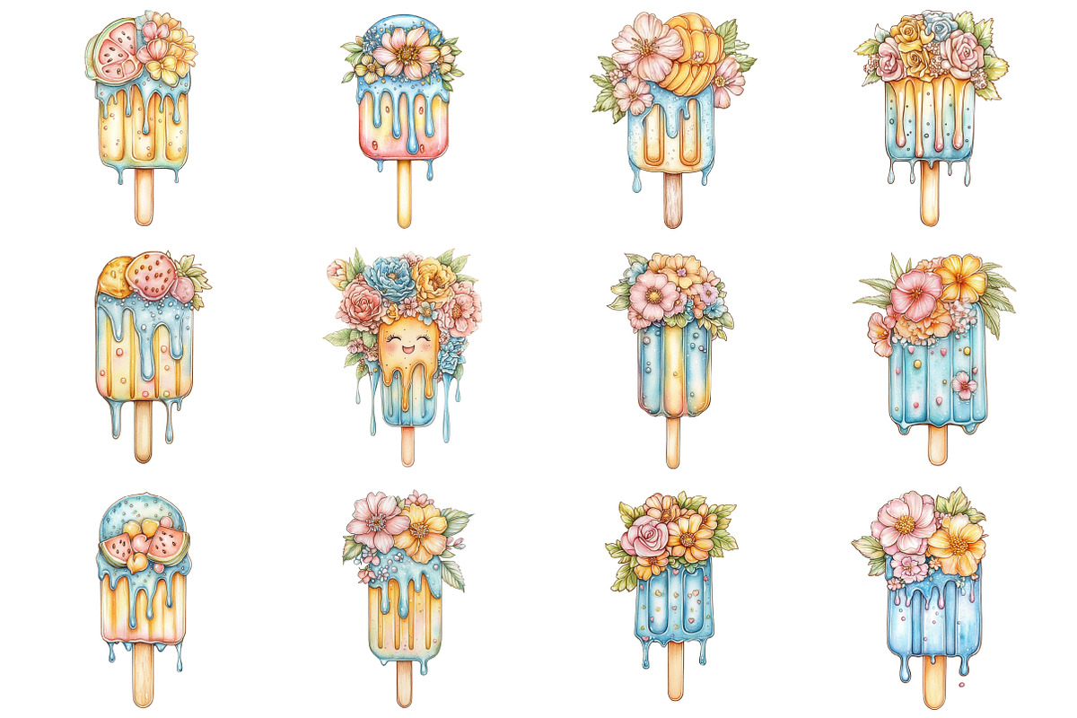 Whimsical Summer Ice Cream Clipart, a Seasonal Illustration by CitraGraphics (Photo 2 of 6)