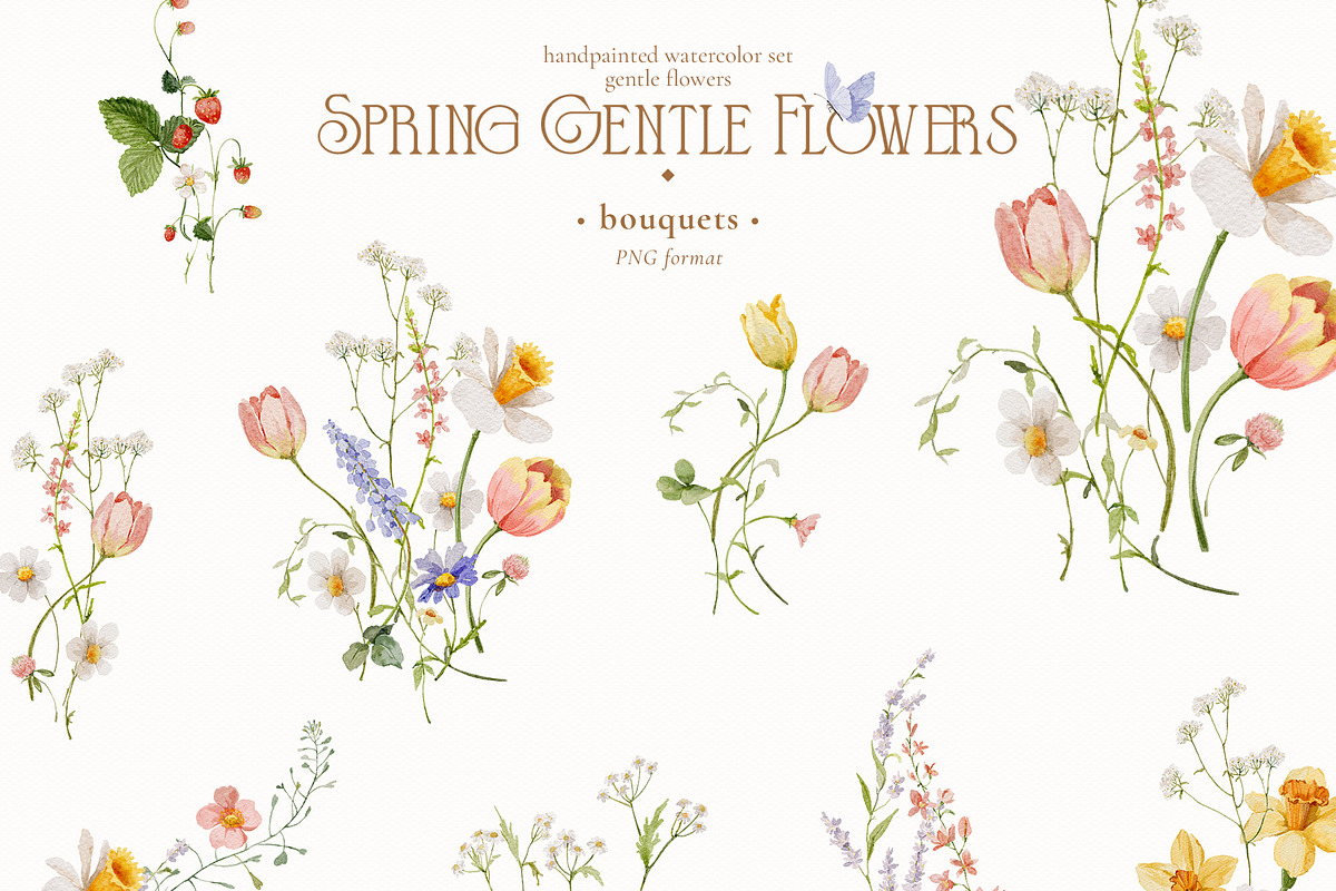 Watercolor Spring Gentle Flowers, a Decorative Illustration by Pamyatka Shop (Photo 4 of 12)