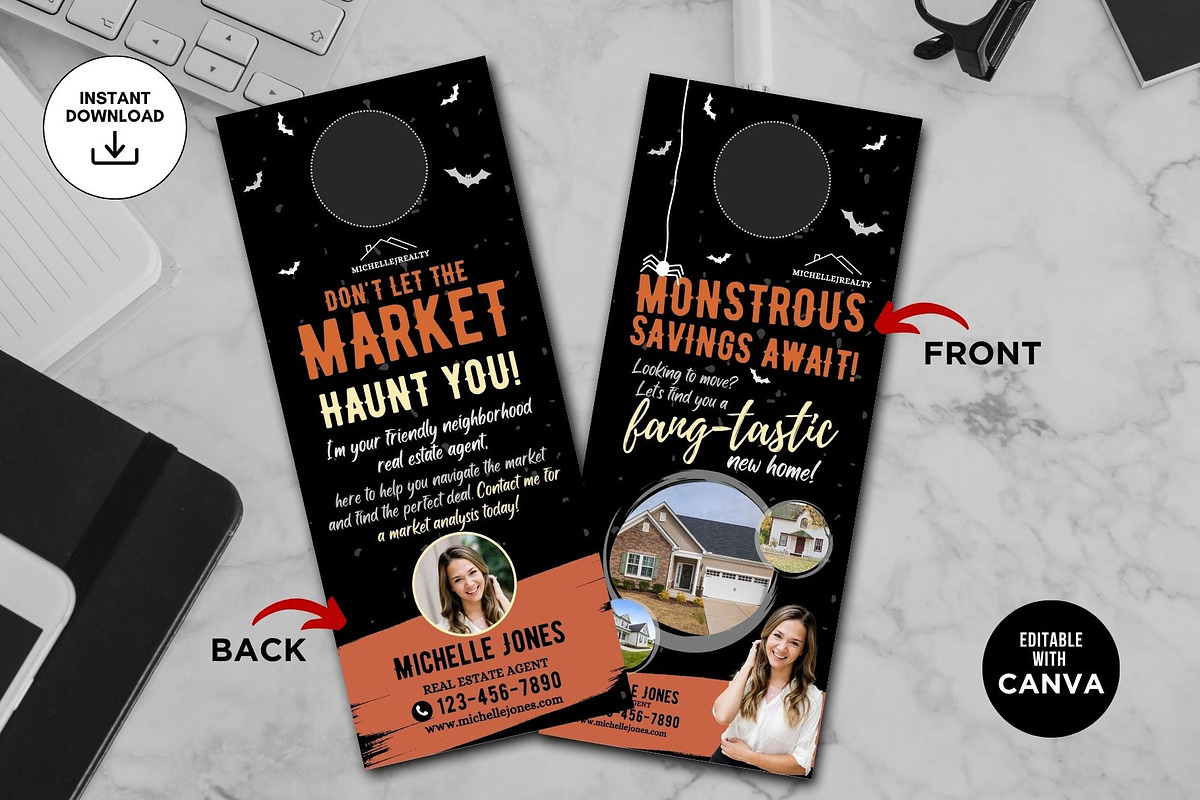 Halloween Real Estate Door Hanger, a Marketing Template by CreativeVinesStore (Photo 3 of 4)