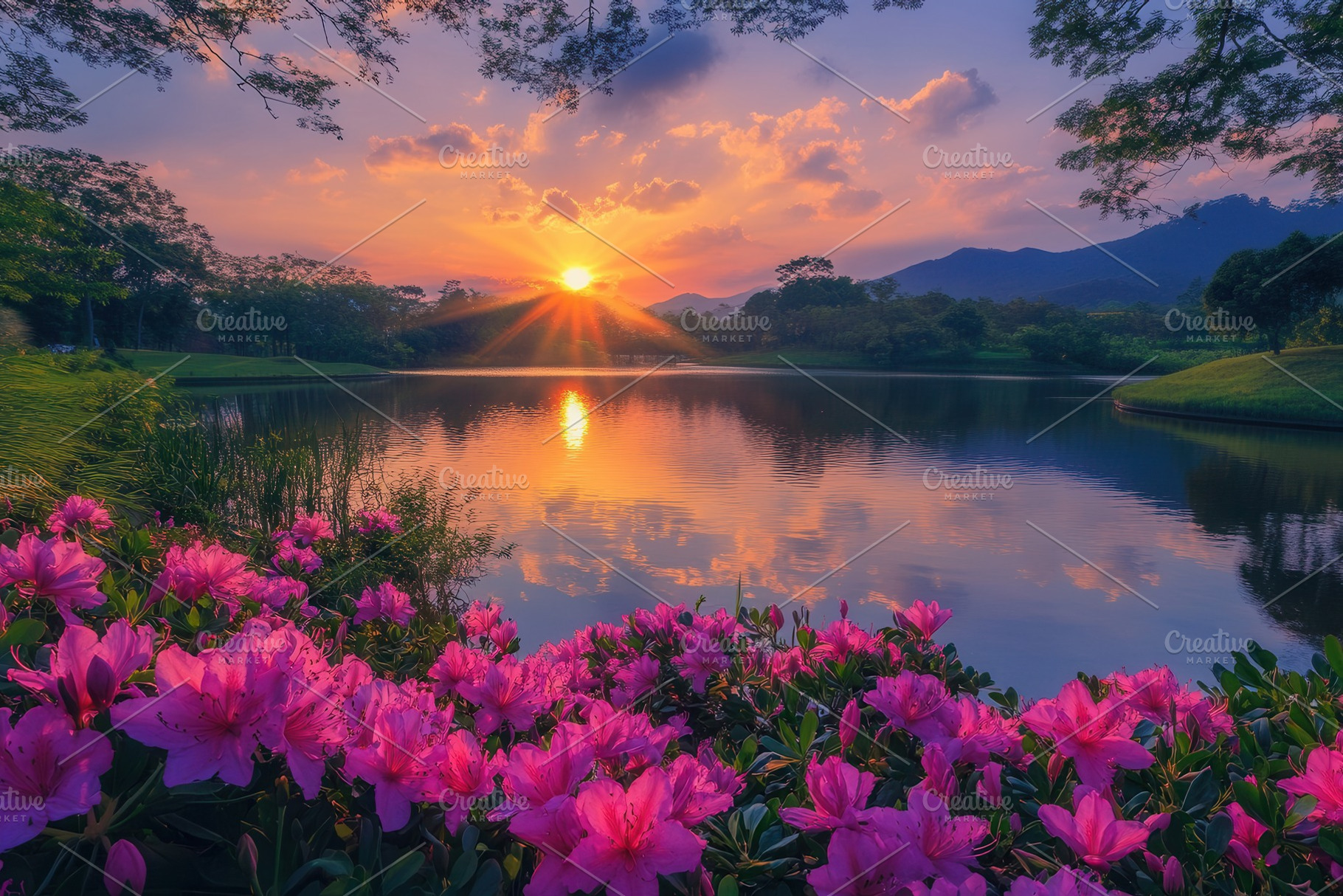 A breathtaking sunset paints the sky, a Photo by Pavel_design