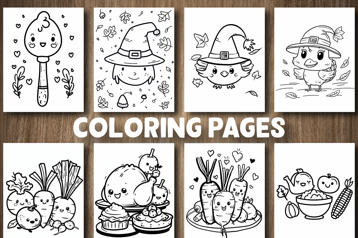 Kawaii Fall Coloring Book for Kids, a Seasonal Illustration by Design Station (Photo 3 of 5)