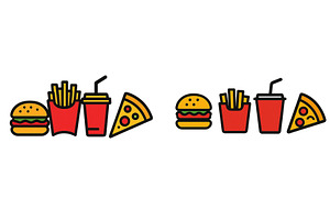 Iconic fast food items arranged on a, a Food Illustration by ZinetroN