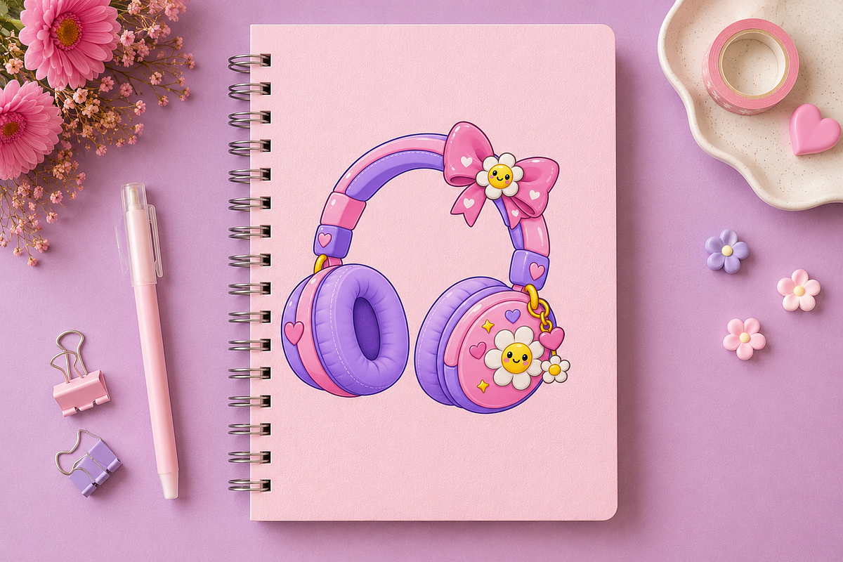Kawaii Pastel Daisy Dream Headphones, an Object Illustration by HyeRi (Photo 3 of 7)