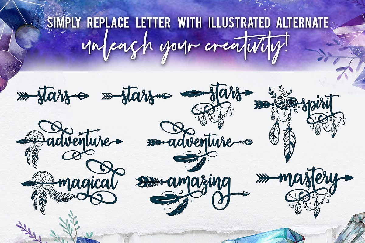 Bohema Spirit font and illustrations preview 7