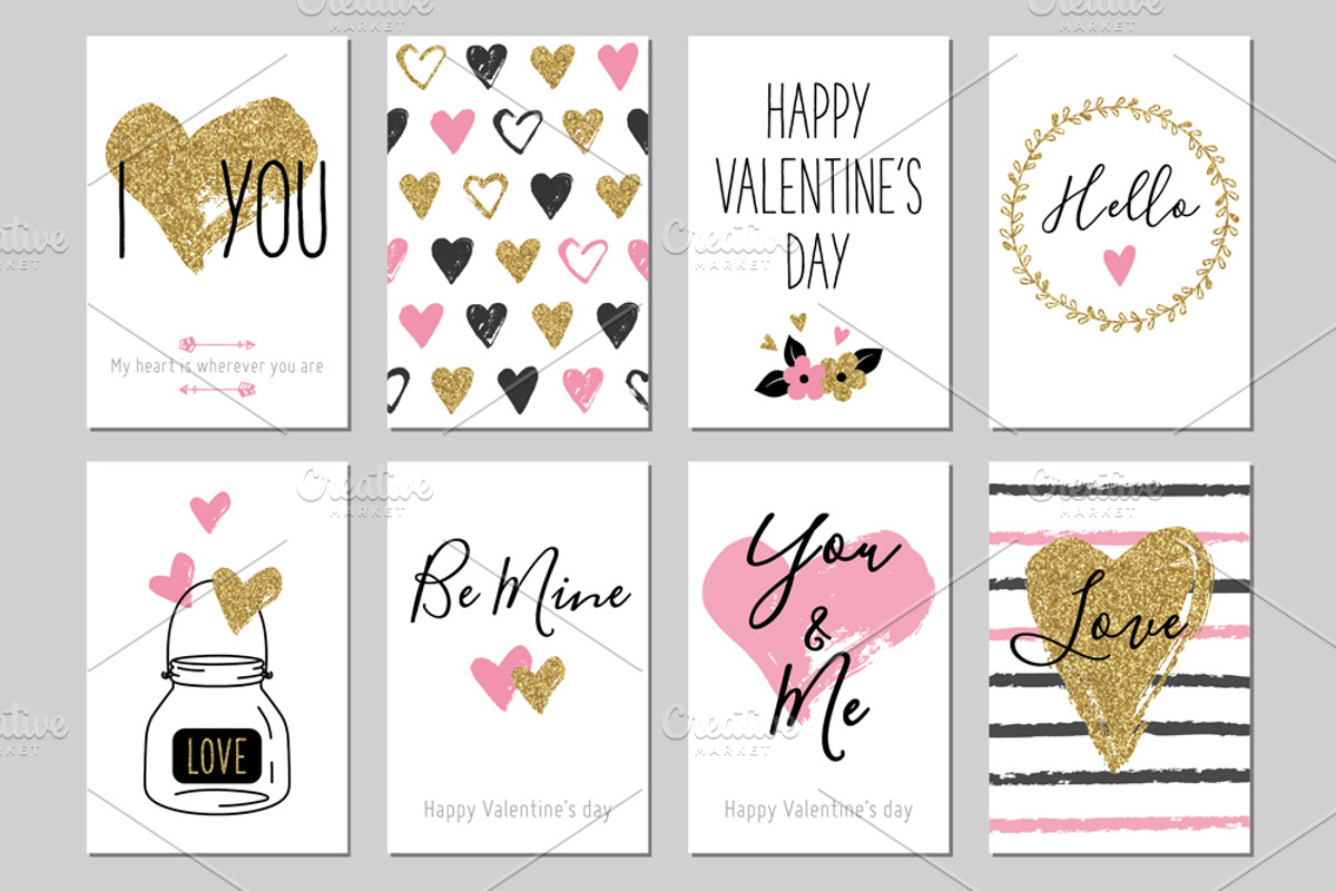 Valentine Day gold greeting cards, an Object Graphic by Paper Cards