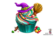 Witch Cupcake PNG Bundle, a Graphic by Clipart Studio (Thumbnail 5 of 11)