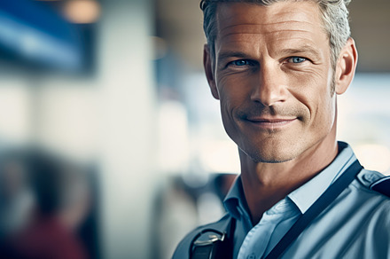 Portrait of a handsome uniformed man, a Person Photo by angellodeco