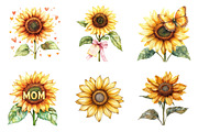 Sunflower Mother's Day Clipart, an Illustration by SinaCreation (Thumbnail 4 of 5)