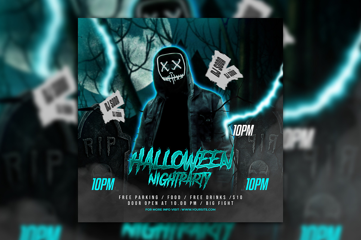 6 Halloween Party Flyer Bundle, a Poster Template by AbcStudio (Photo 4 of 7)