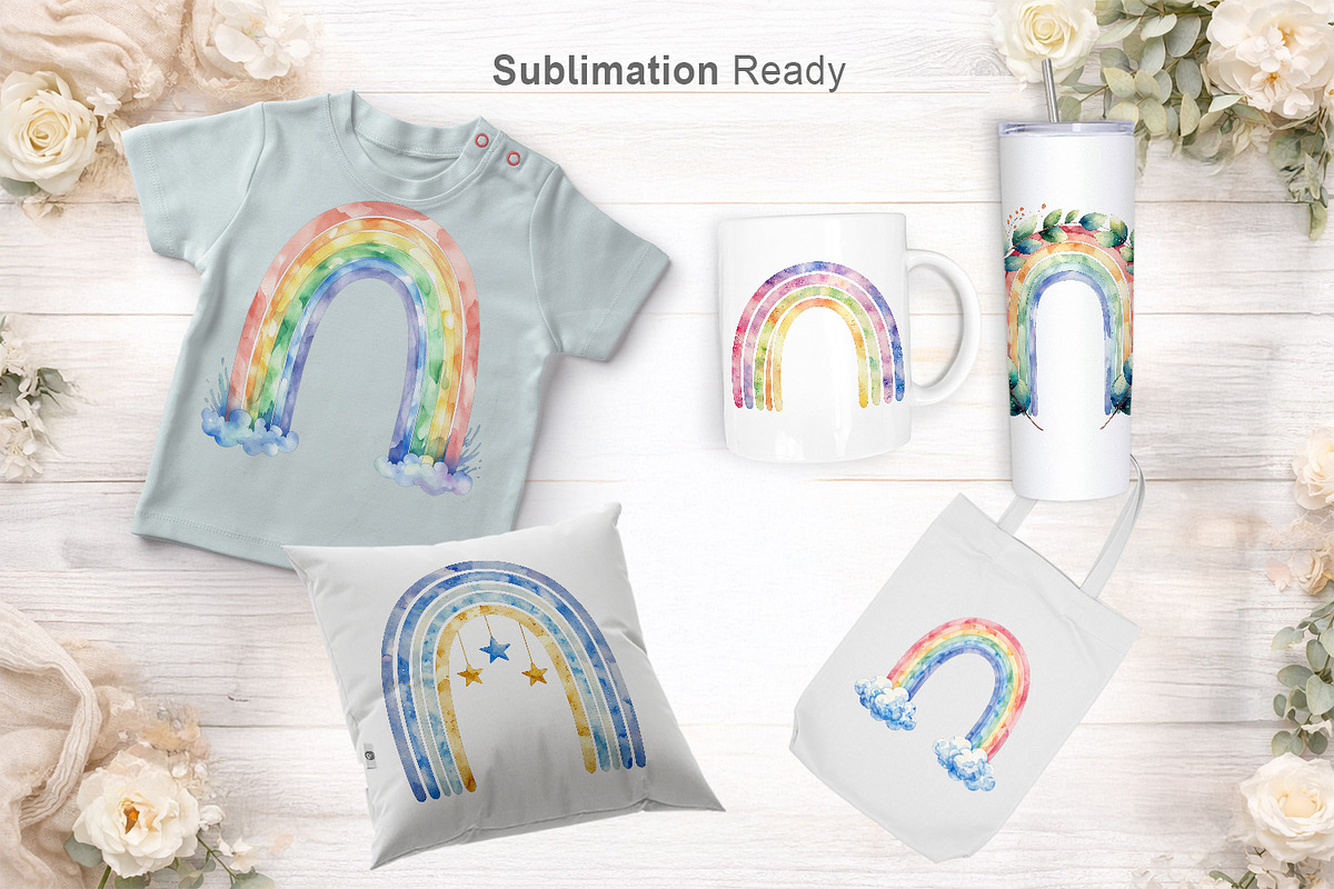 Boho Rainbow PNG Sublimation Bundle, an Illustration by Artnoy (Photo 5 of 8)