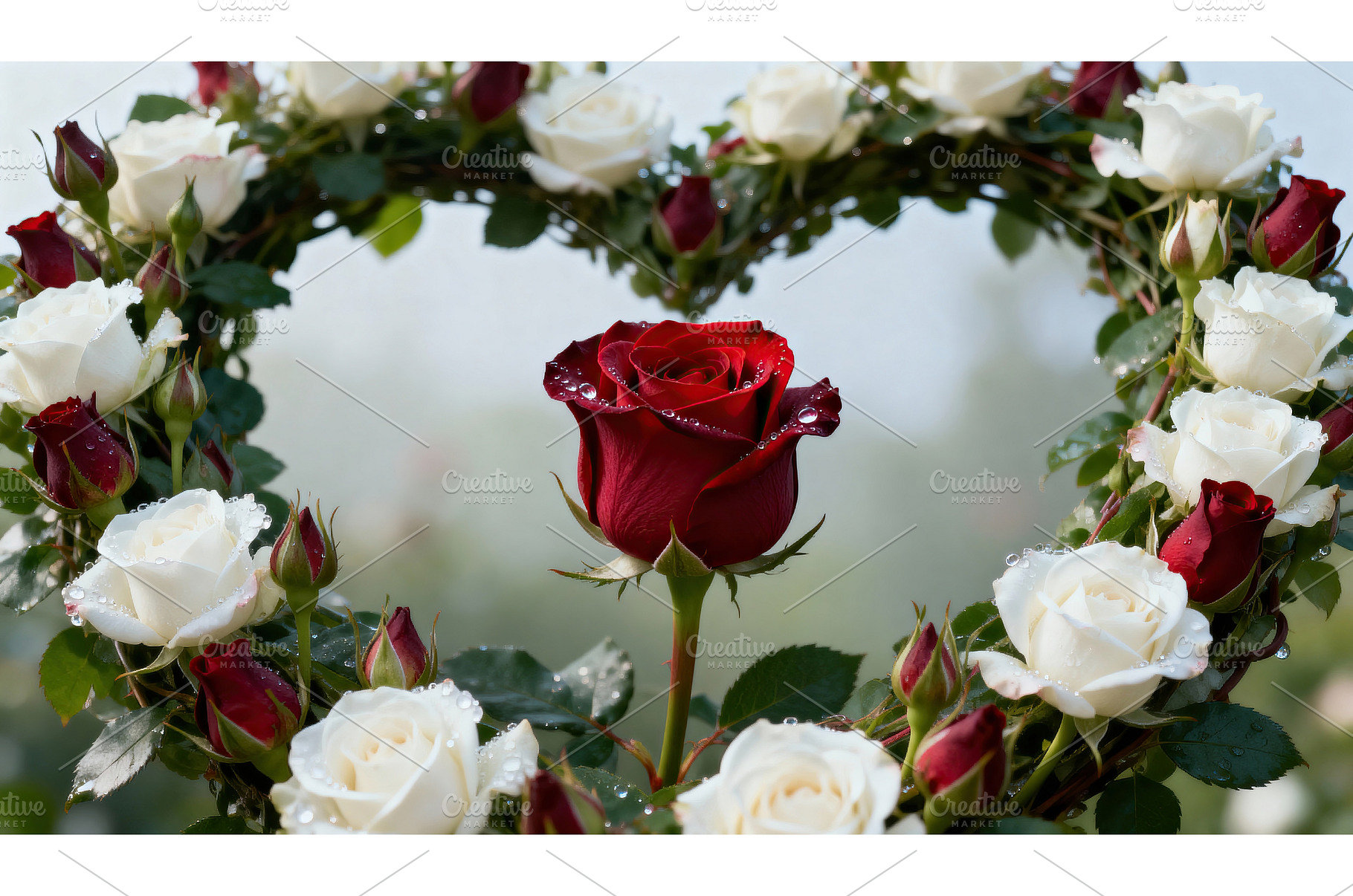 Red rose centered in heart-shaped, an Abstract Photo by tilialucida