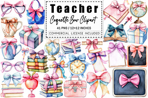 Teacher Coquette Bow Clipart, a Graphic by CitraGraphics